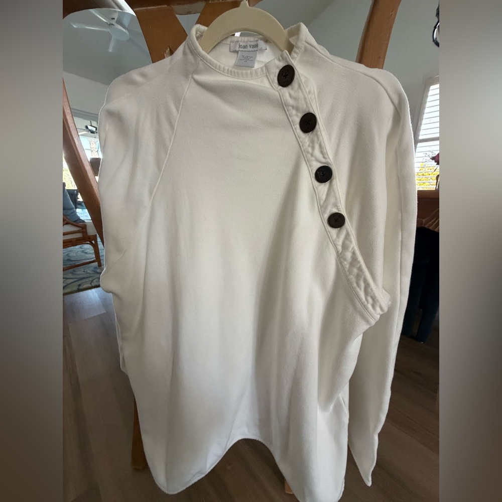 Joan Vass Cream Top with Black Buttons